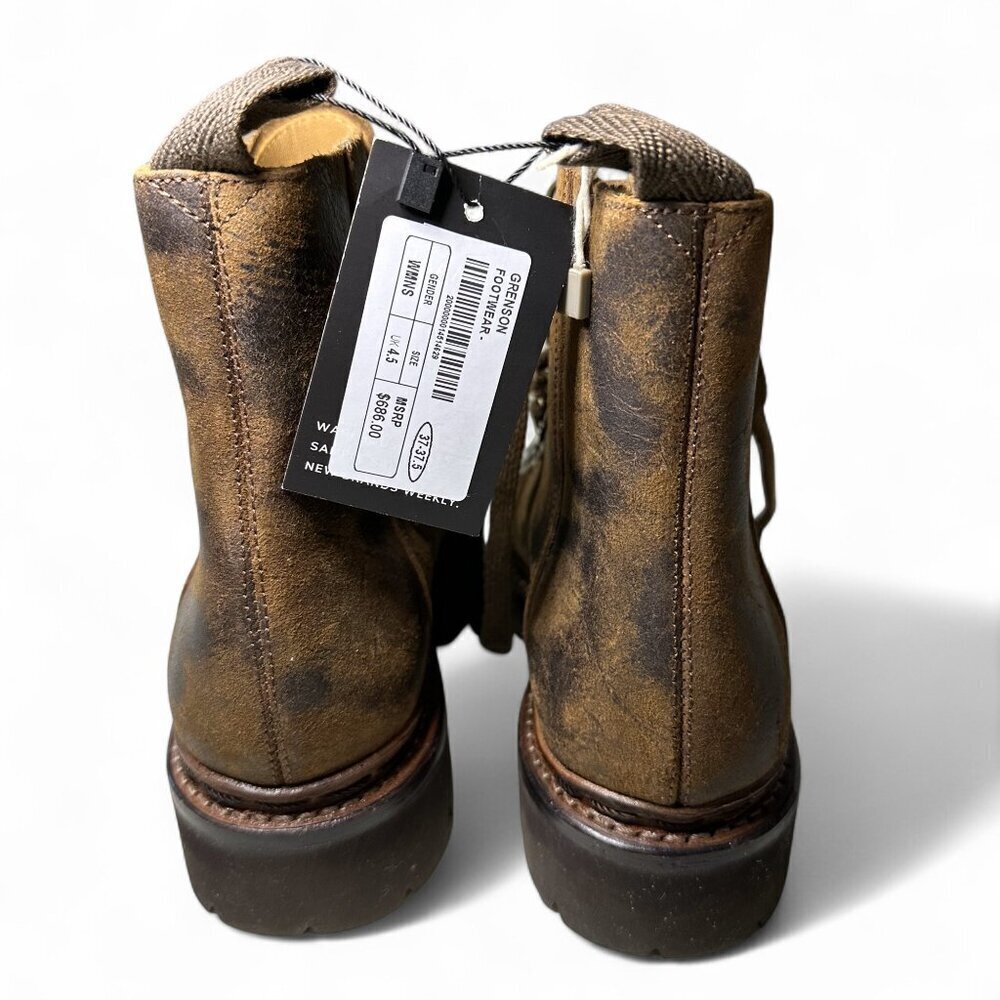 Women's Grenson Nannette Hiker Combat Boot UK 4.5 Brown Distressed Leather NWOT - Picture 4 of 11